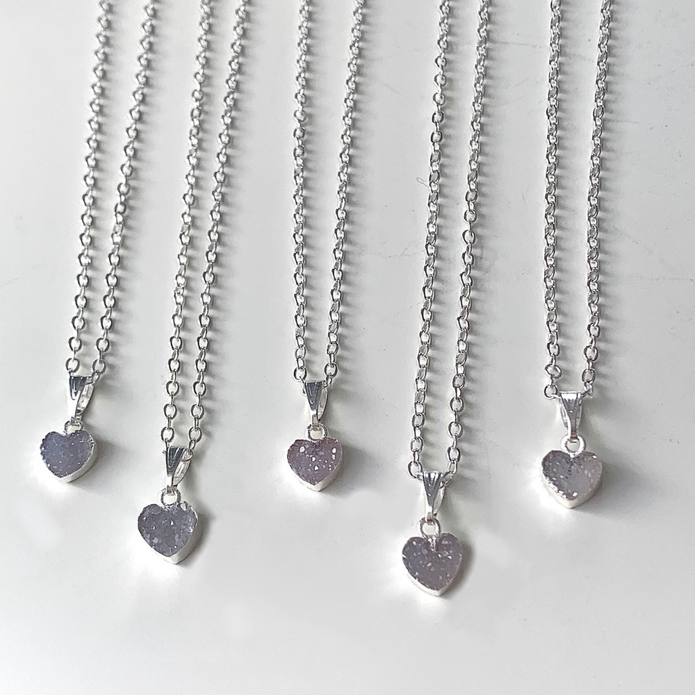 Druzy Heart Necklace Handmade